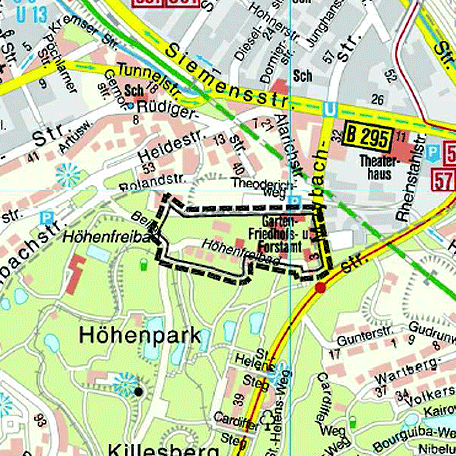 BildtitelLageplan des Garten-, Friedhofs-, und Forstamts. Karte: Stadtmessungsamt