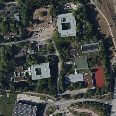 Das Luftbild zeigt die Gebäude des Schulzentrums Hengstäcker. Foto: Nixdorf Consult