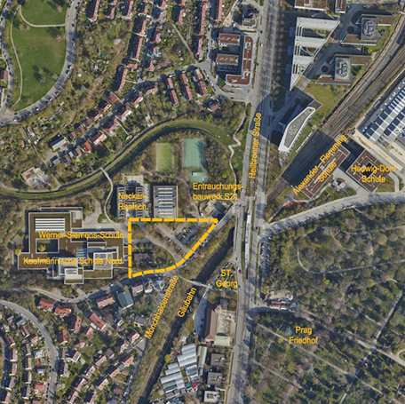 Auf dem Gelände des Schulzentrum Nord soll eine Dreifeldsporthalle errichtet werden. Foto: Stadt Stuttgart