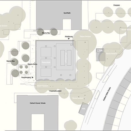 Die Mensa kann von beiden Schulen über den Campus erreicht werden. Illustration: ARGE Hallmaier Hettich Architekten