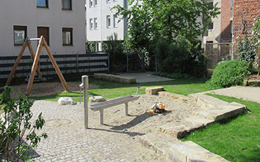 Der neugestaltete Pumpenspielplatz in der Unteren Straße