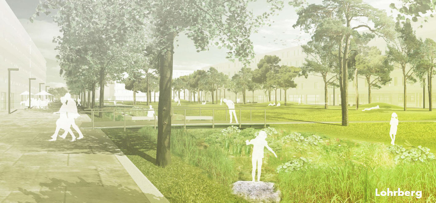 "Grüne Mitte" im Neckarpark - Visualisierung Lohrberg Stadtlandschaftsarchitektur