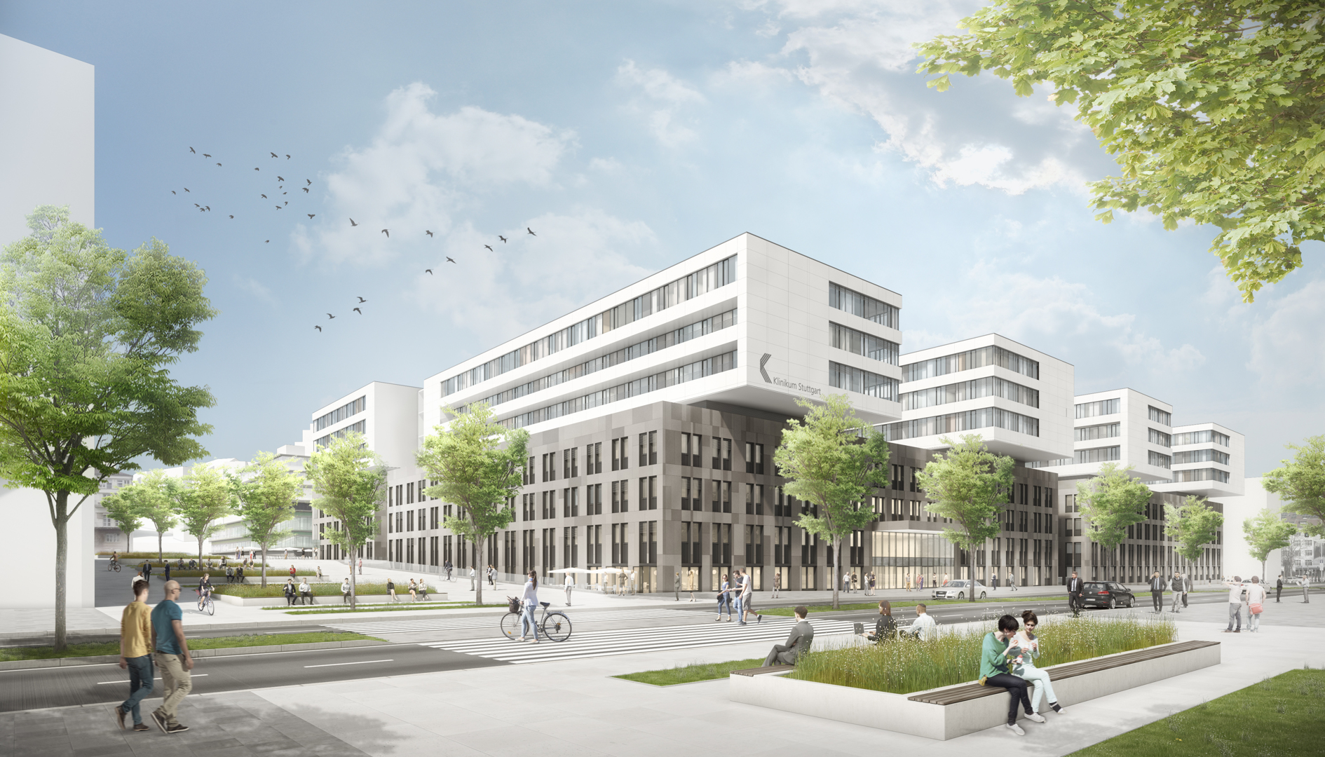 Der Entwurf zeigt den Neubau des Katharinenhospitals aus der Perspektive Hofgarten. Grafik: Arcass Planungsgesellschaft mbH