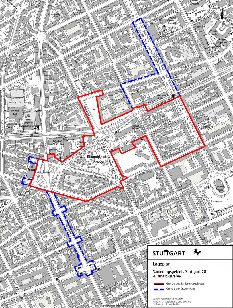 Das Sanierungsgebiet im Überblick. Grafik: Stadt Stuttgart