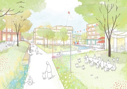 Die Visualisierung der Architekten zeigt das neue Quartier.