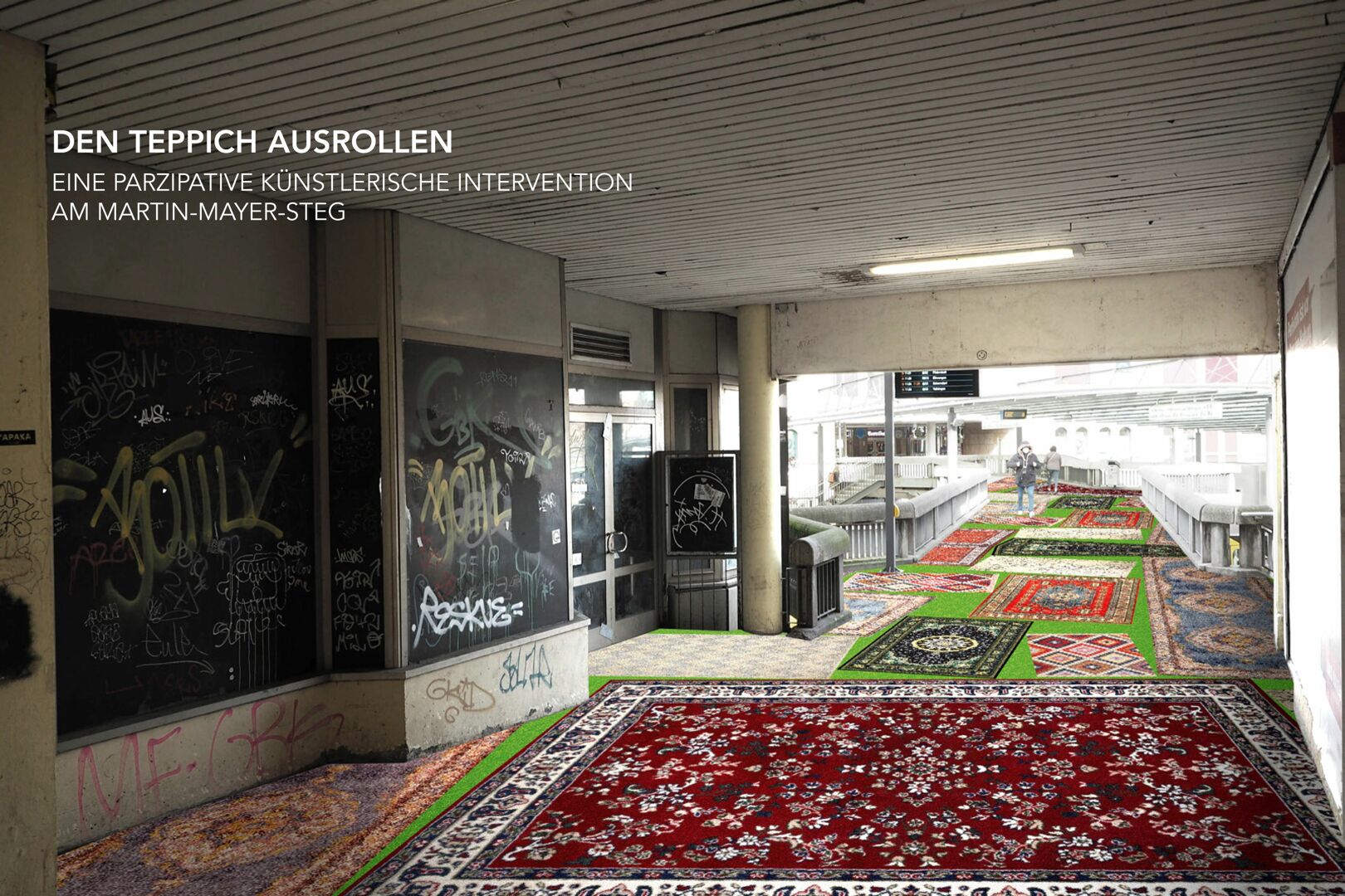 Auf dem Martin-Mayer-Steg soll Passanten der Teppich ausgerollt werden. Foto: Markus Bauer, Künstler: Thilo Droste