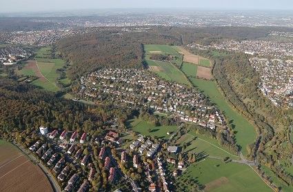 Blick auf Birkach &ndash; der Stadtbezirk liegt im S&uuml;den von Stuttgart auf der Filderebene.