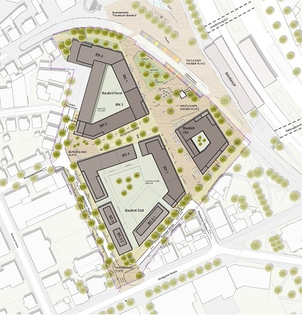 Der &Uuml;bersichtsplan zeigt die gesamte Freifl&auml;chenghestaltung am Wiener Platz.  Plan: faktorgr&uuml;n