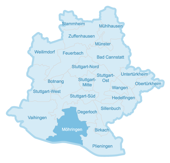 Karte mit allen Bezirken